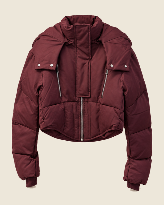 Getailleerde Cropped Puffer Jas - voorkant
