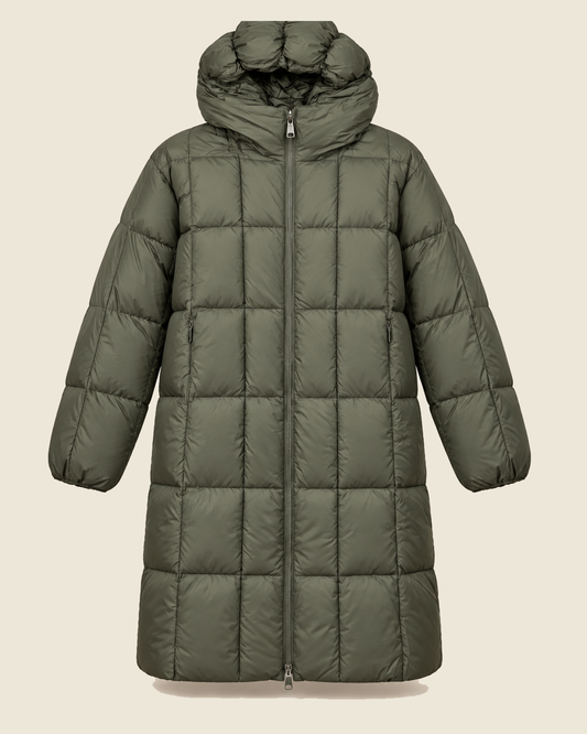 Lange Puffer Jas met Capuchon - voorkant