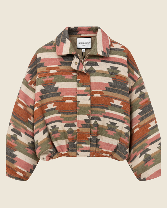 Geprinte Cropped Jas met Rits - voorkant