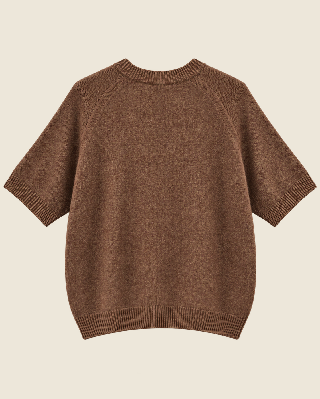 SM-025 gebreide top korte mouw bruin achterkant