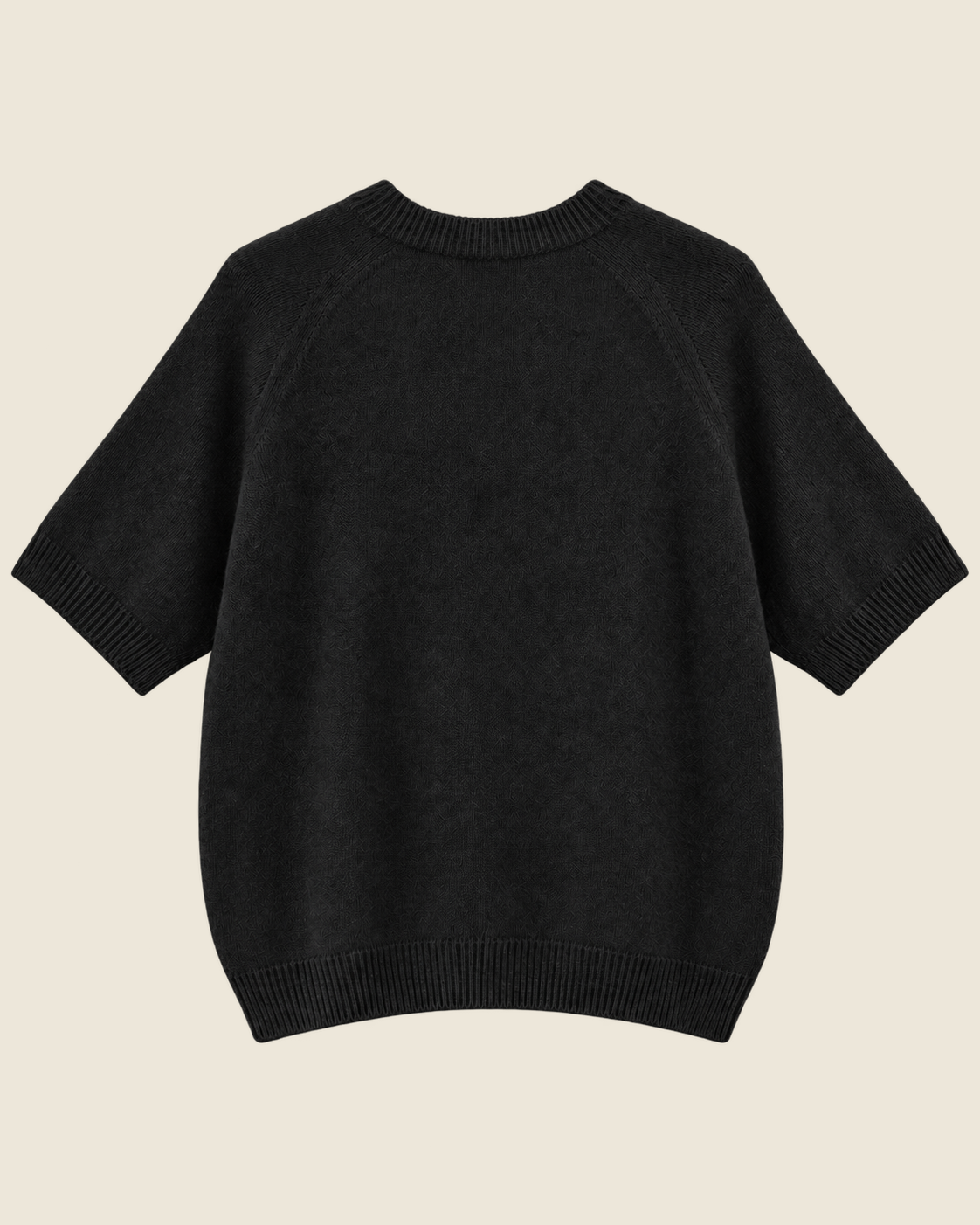 SM-025 gebreide top korte mouw zwart achterkant
