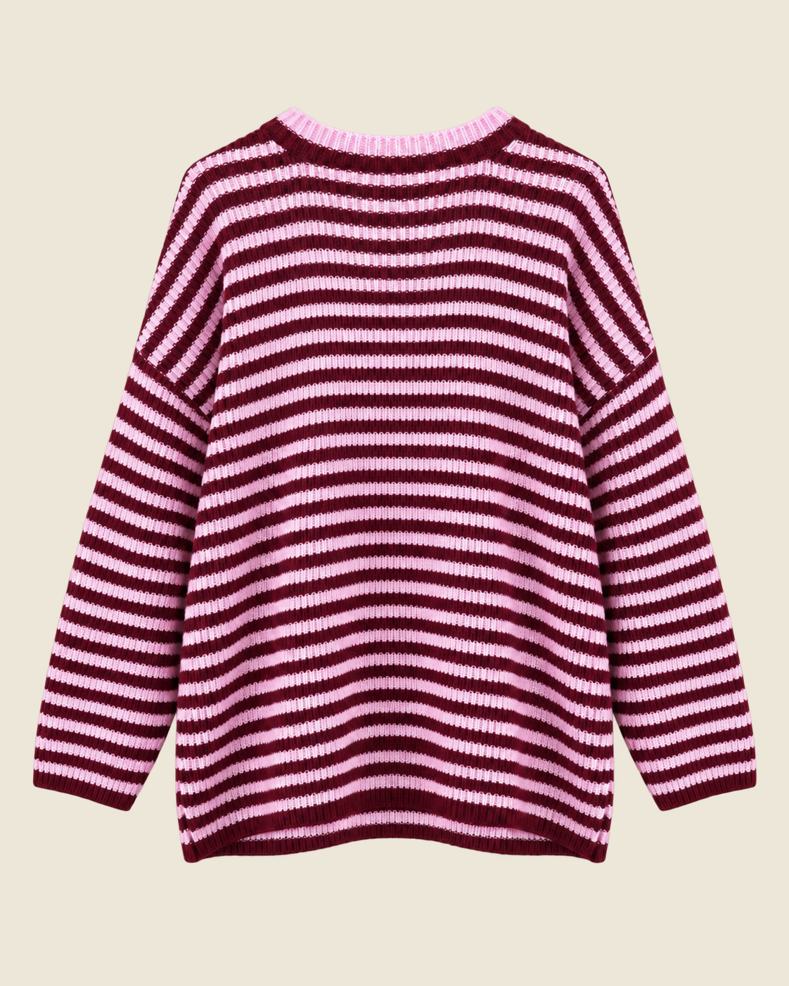 SM-026 gestreepte trui bordeaux roze achterkant
