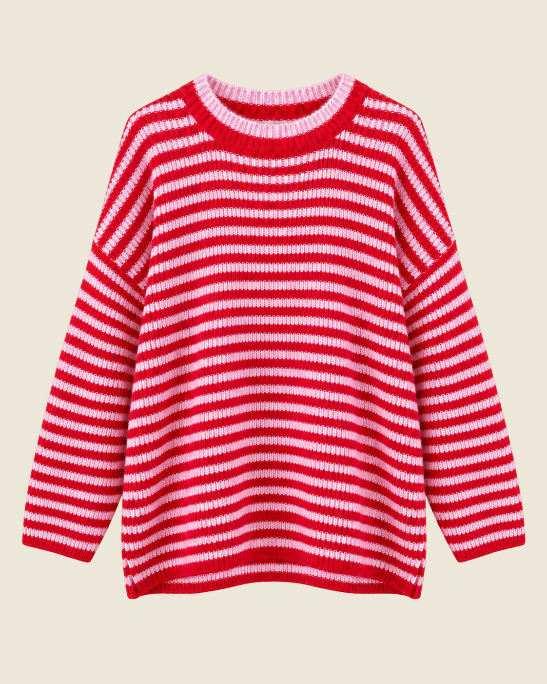 SM-026 gestreepte trui rood roze voorkant