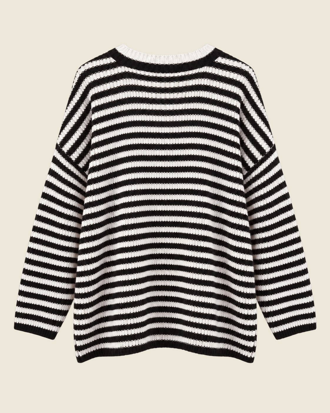 SM-026 gestreepte trui zwart offwhite achterkant
