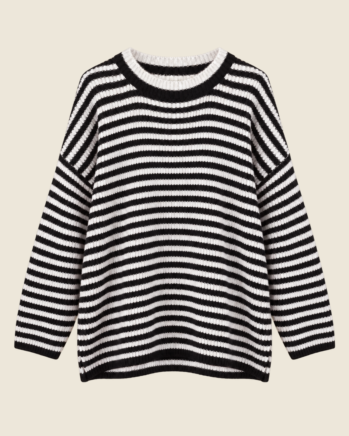 SM-026 gestreepte trui zwart offwhite voorkant