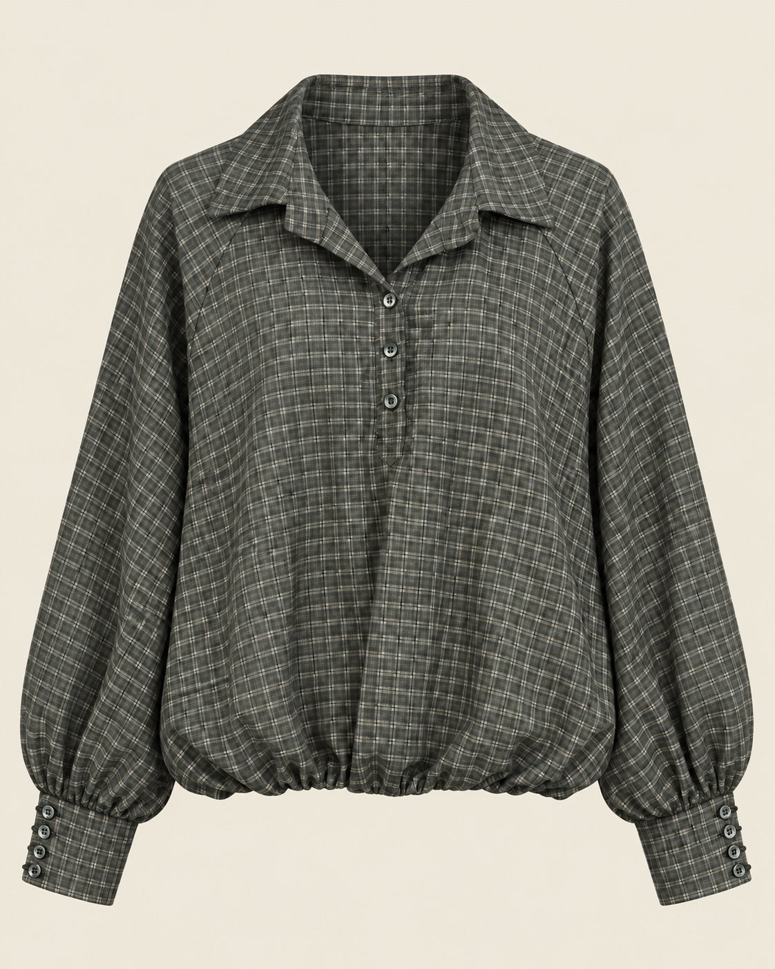 Ballon Blouse met Ruit Design