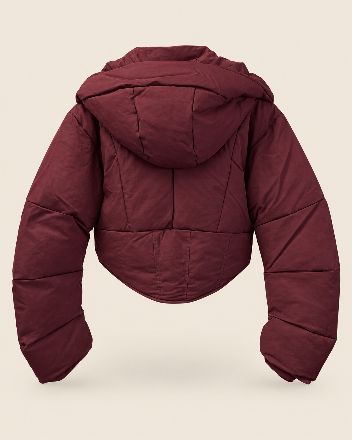 Getailleerde Cropped Puffer Jas - achterkant
