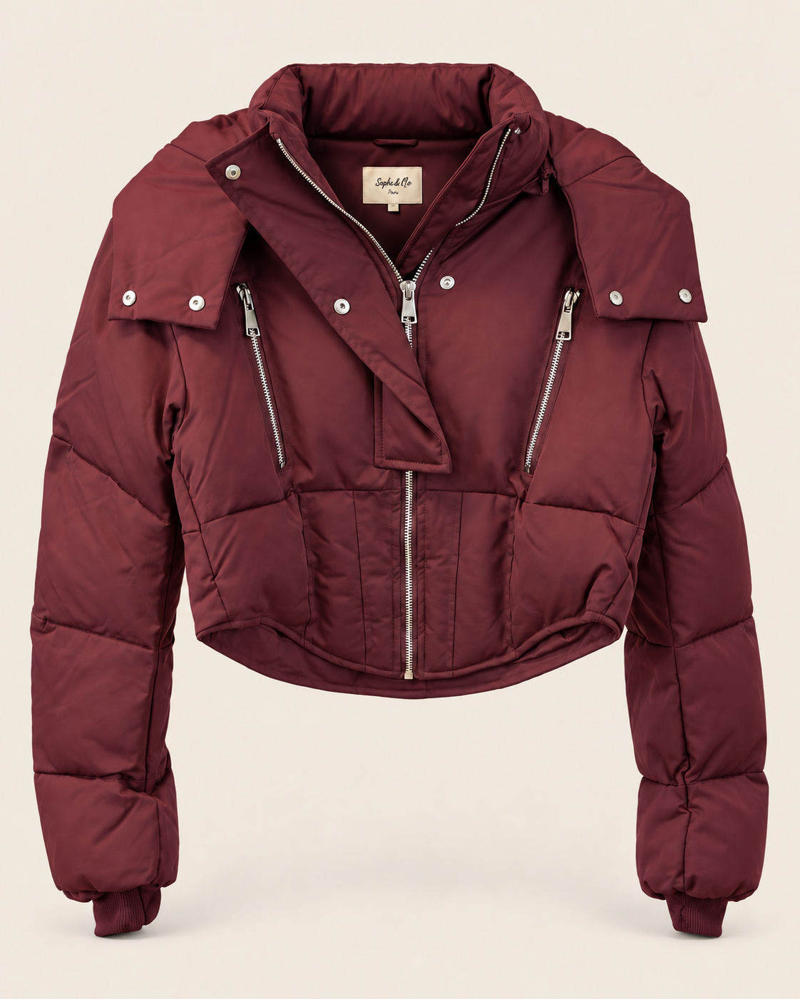 Getailleerde Cropped Puffer Jas - detail
