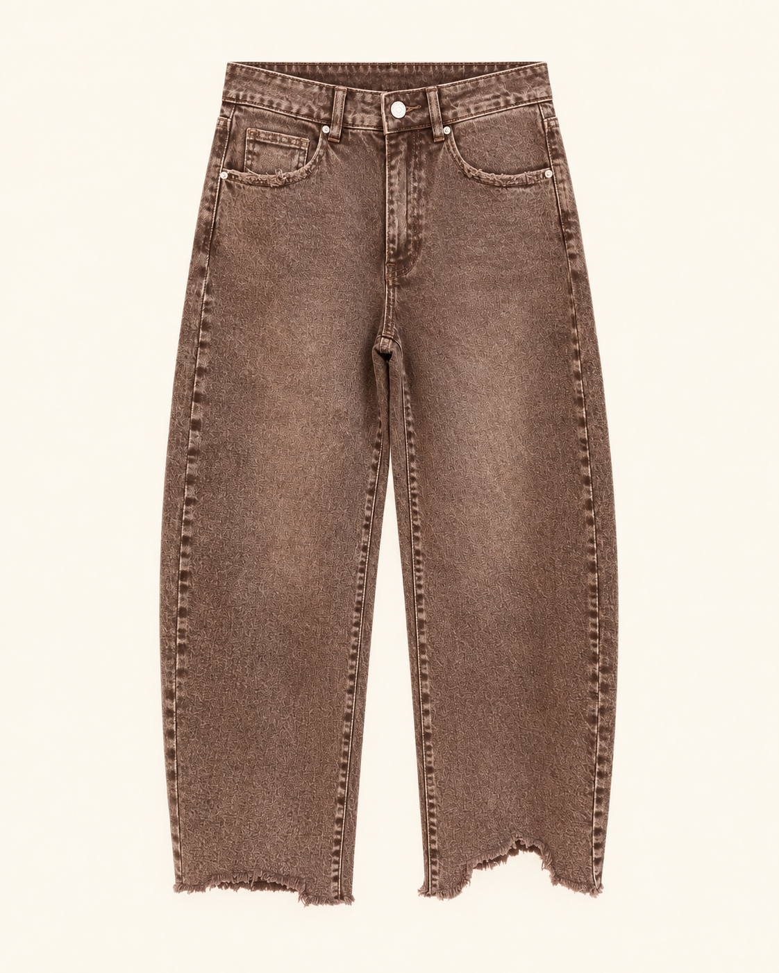 Wijde Jeans met Ruwe Zoom - voorkant
