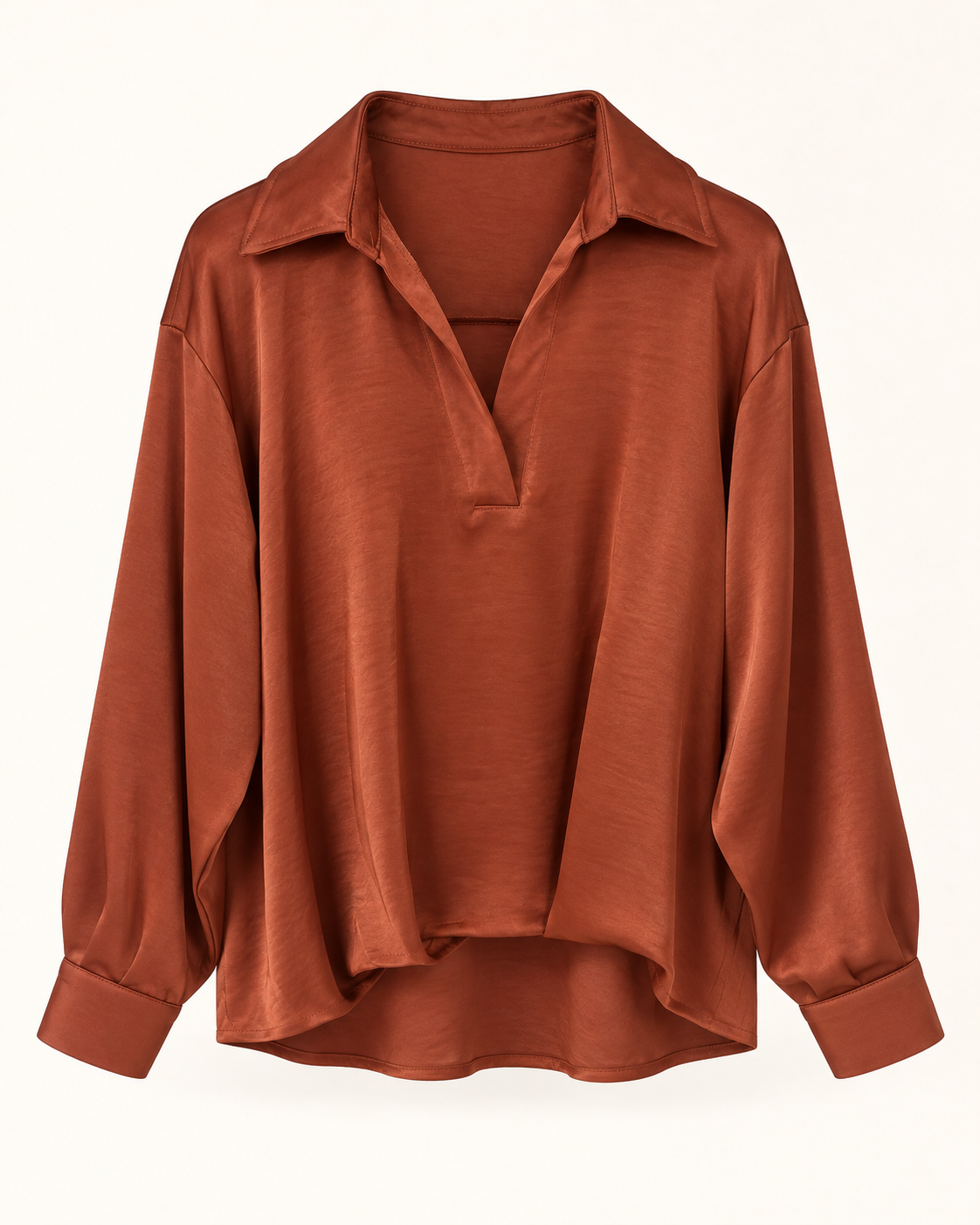 Satijnen Blouse met Kraag - voorkant