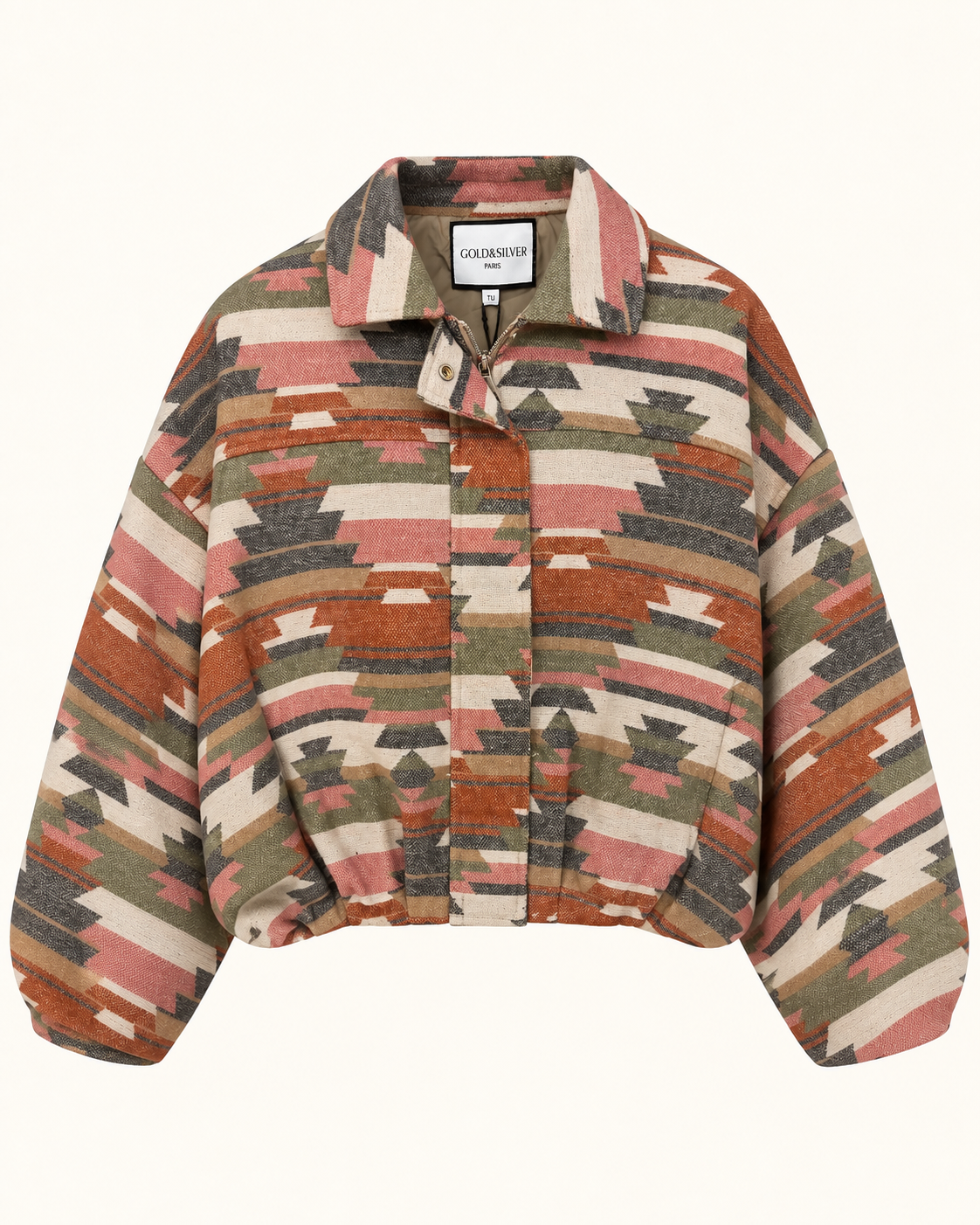 Geprinte Cropped Jas met Rits - voorkant
