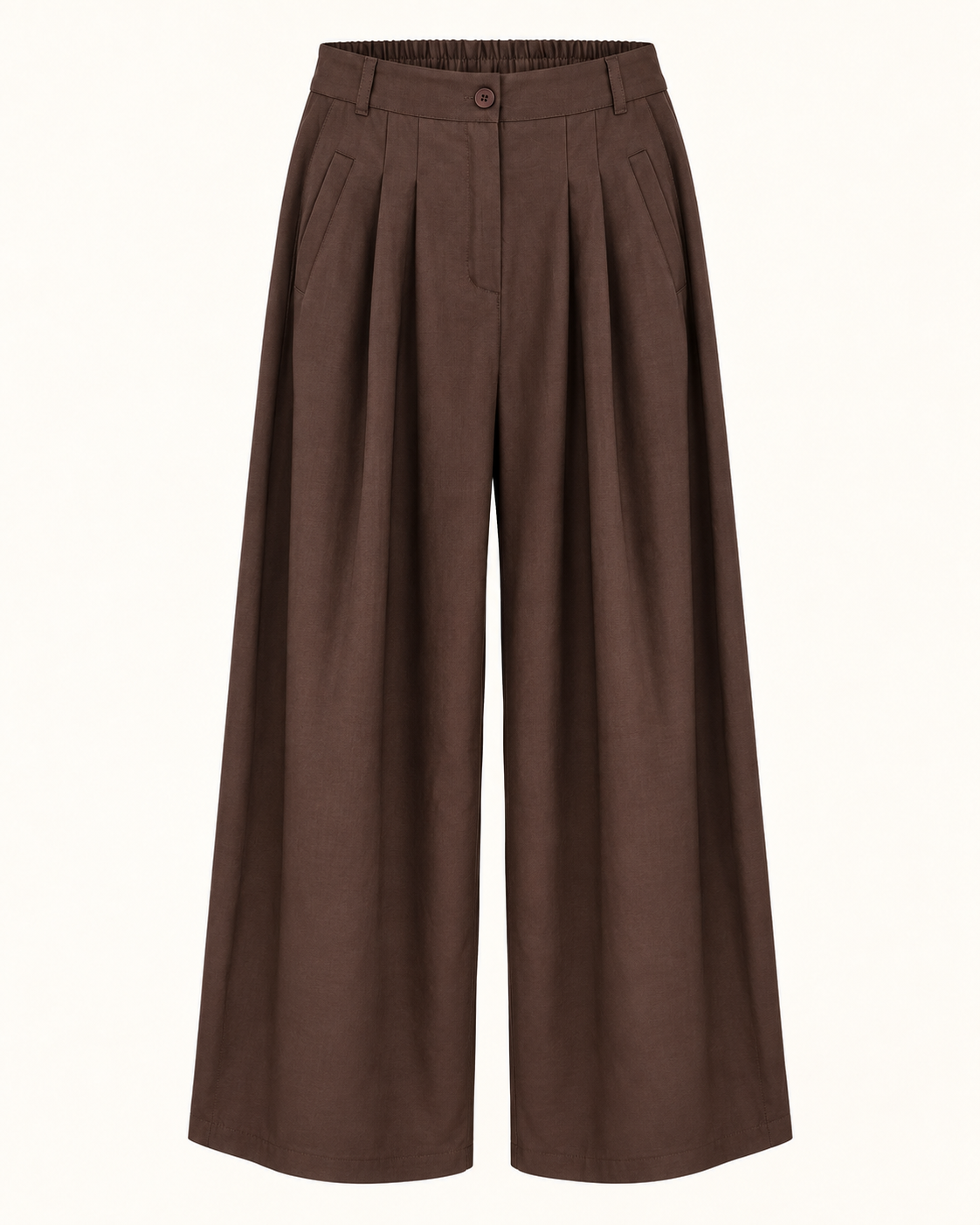 Hoge Taille Pantalon met Plooien - voorkant